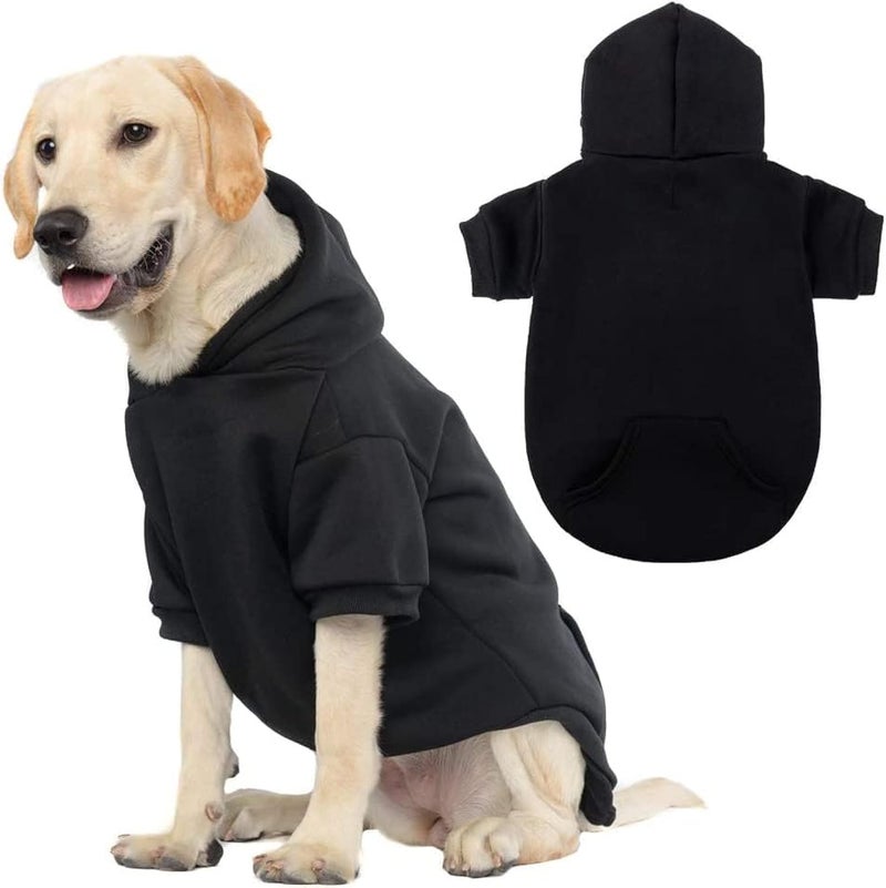 KOOLTAIL Basic Dog Hoodie - Soft and Warm Dog Hoodie Sweater with Leash Hole and Pocket, Dog Winter Coat, Cold Weather Clothes Sweatshirt for Small Medium Large Dogs Puppy Cat Boys Girls Black XL - Image 1